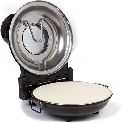 Pizza Maker Controllo della temperatura regolabile con finestra visibile Pietra speciale e padella elettrica forno per pizza a crosta croccante
