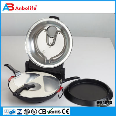 nuovo design non-stick rivestimento pentola da pizza in ghisa con pentola da pizza rotonda multifunzione colorata in acciaio inossidabile