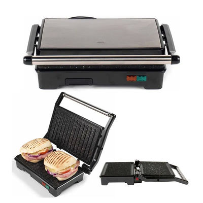Panini Press Sandwich Maker Superficie non appiccicosa Doppio riscaldatore Acciaio inossidabile Creatore di colazione Grill di contatto Formaggio uovo bistecca di pancetta