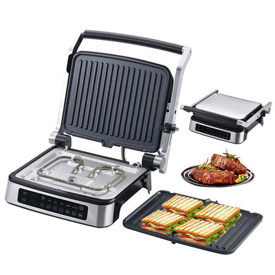 Piatto staccabile BBQ Panini Press Grill Griddle Grill interno senza fumo con touch screen a LED Grill a contatto digitale