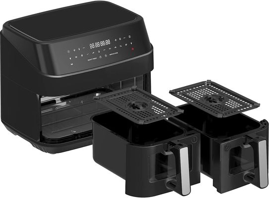 9L Fritura a aria doppia con finestra di vetro 2600W Fritura a aria digitale intelligente a doppia zona