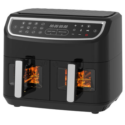 Friggitrice a aria a doppia zona senza olio 9L grande per la famiglia con 2 cassetti 10 preset 2400W basso contenuto di grassi