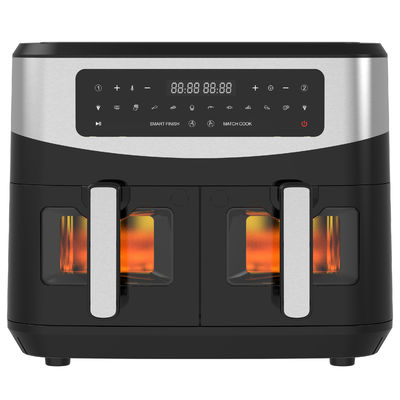 Friggitrice a aria a doppia zona senza olio 9L grande per la famiglia con 2 cassetti 10 preset 2400W basso contenuto di grassi