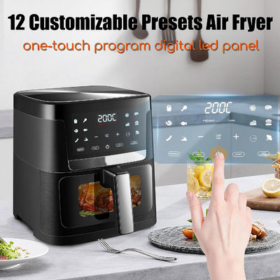 7L con finestra Acciaio inossidabile Air Fryer forno LED touch screen per 12 preset facile pulizia 1800w Home