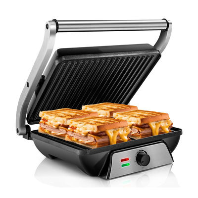 4 fette BBQ Panini Grill elettrico con controllo della temperatura e del tasto di orario
