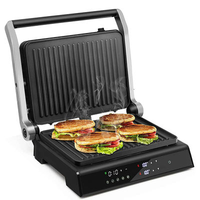 4 fette BBQ Panini Grill elettrico con controllo della temperatura e del tasto di orario