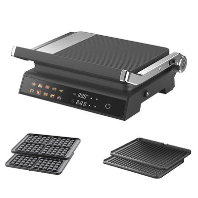 2000W Display di griglia elettrica a contatto digitale Regolare la temperatura con manopola Timer Aprire 105 180 gradi Con PTFE