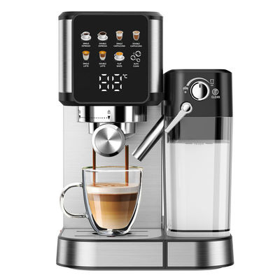 Macchina per fare caffè espresso d'argento con spuma manuale per latte cappuccino