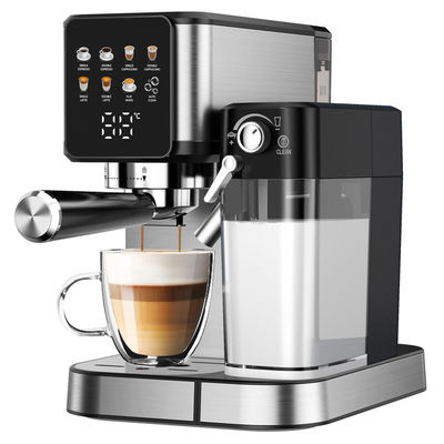 Macchina per fare caffè espresso d'argento con spuma manuale per latte cappuccino