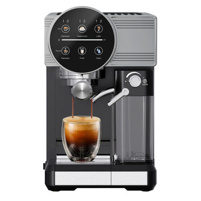 Macchina per fare caffè espresso d'argento con spuma manuale per latte cappuccino