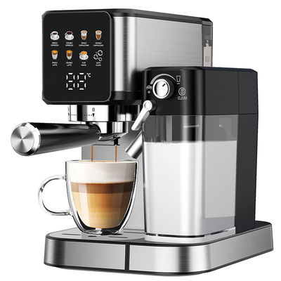Macchina per fare caffè espresso d'argento con spuma manuale per latte cappuccino