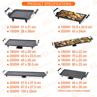 Anbolife 1800W Griglia Elettrica Teppanyaki con Superficie Antiaderente