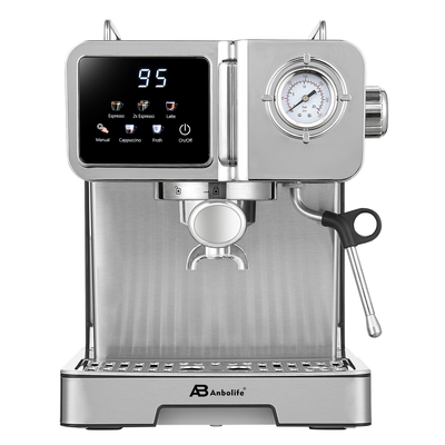 Anbo Digital Professional Expresso Coffee Machine with Pressure Gauge Multifunctional Latte Flat White Cappuccino Cafetera