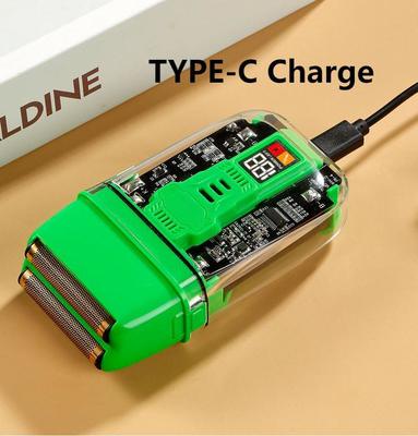 Rasoio elettrico professionale con batteria agli ioni di litio da 600 mAh, tempo di ricarica 1,5 ore e impermeabilità IPX4 per viso e corpo da uomo