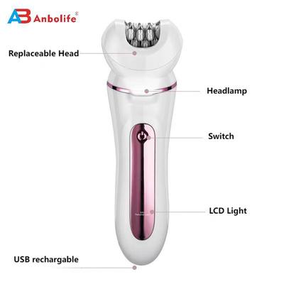 Epilatore 5 in 1 impermeabile IPX6 con batteria da 600mAh per il kit di cura del viso e del corpo