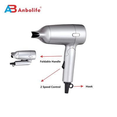 Asciugatrice per capelli pieghevole ANBOLIFE Professional 1200W con 2 impostazioni di velocità e motore a corrente continua ad alta velocità per l'asciugatura rapida