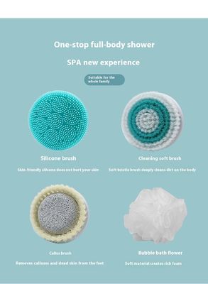 Spazzola da bagno elettrica completamente automatica ricaricabile con manico lungo