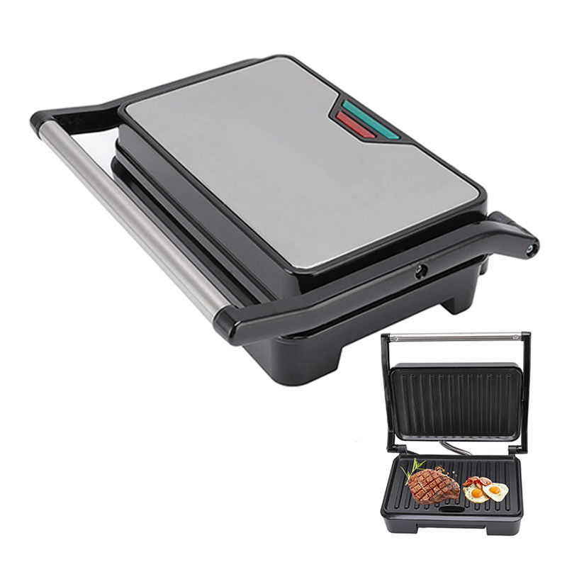 Panini Press Sandwich Maker Superficie non appiccicosa Doppio riscaldatore Acciaio inossidabile Creatore di colazione Grill di contatto Formaggio uovo bistecca di pancetta