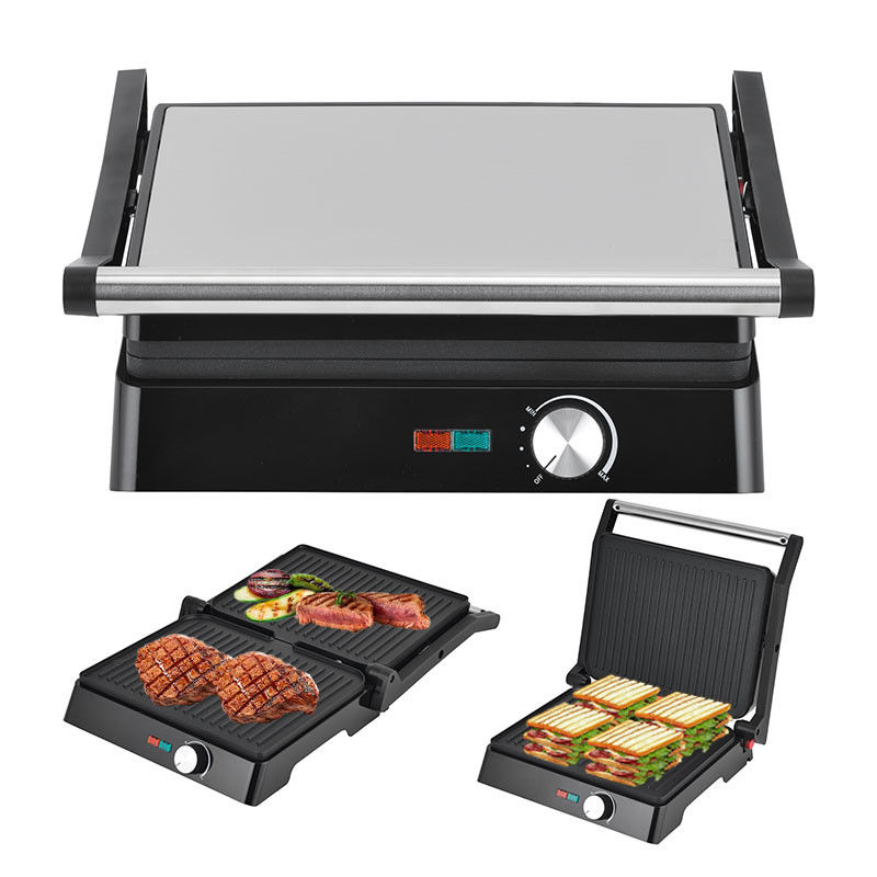 2200W griglia elettrica Panini Maker temperatura regolabile Sandwich Press Toaster apre a 180 gradi Griglia di contatto in acciaio inossidabile