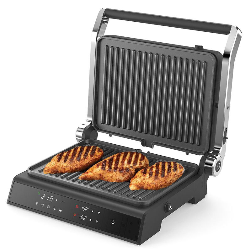 Piatto staccabile BBQ Panini Press Grill Griddle Grill interno senza fumo con touch screen a LED Grill a contatto digitale