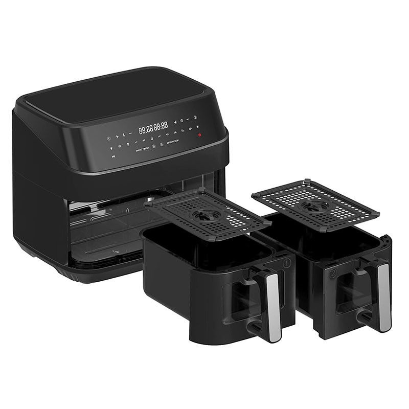 4.5L Dual Air Fryer Con 2 Cesto Vedere Attraverso Vetro Finestrino SYNC Cucina Doppio cassetto