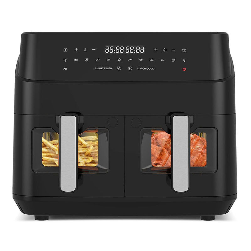 9L Fritura a aria doppia con finestra di vetro 2600W Fritura a aria digitale intelligente a doppia zona