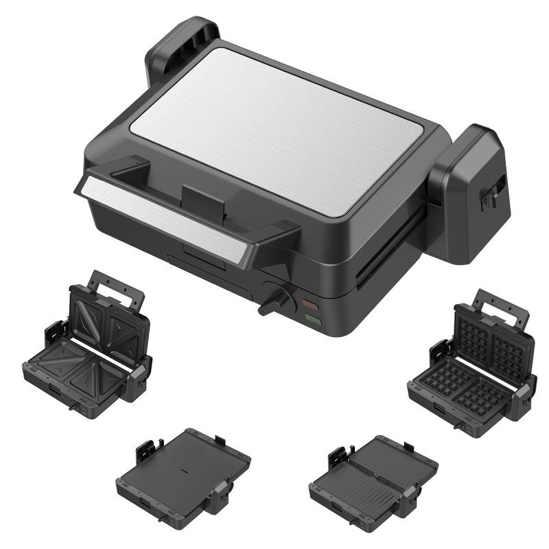 1200W Grill a contatto staccabile 3 piastre 105 180 gradi Temperatura aperta regolabile Manopole elettrico PTFE antiaderente per barbecue domestico