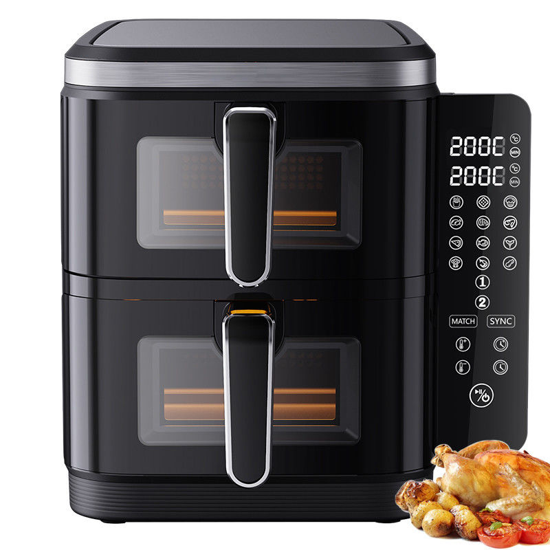 6l+6l Fritura a aria a doppia pila 2800w Non adesivo Modern Square Controllo digitale Pieghevole Display a Led Menu Famiglia elettrica