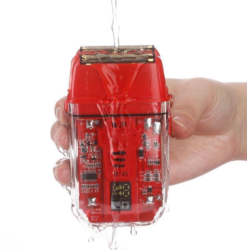 Rasoio elettrico professionale con batteria agli ioni di litio da 600 mAh, tempo di ricarica 1,5 ore e impermeabilità IPX4 per viso e corpo da uomo