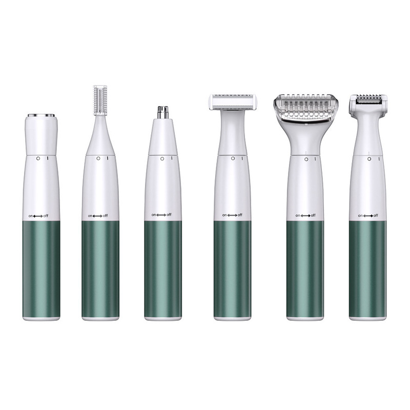 Set di epilatore da rasoio multifunzionale per donne 6 in 1 con batteria da 1200 mAh, lama in acciaio inossidabile e ricambi gratuiti